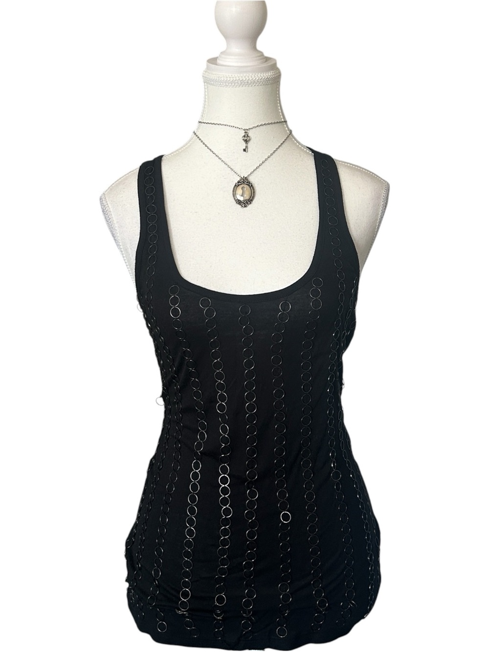 Y2K “Dex” Black Chain Ring Style Tank Top